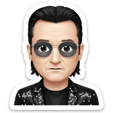 Bono with black sequin outfit sticker