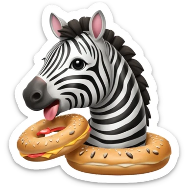 zebra eating bagel sticker