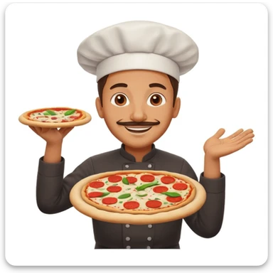 smiling Italian chef spinning pizza dough sticker