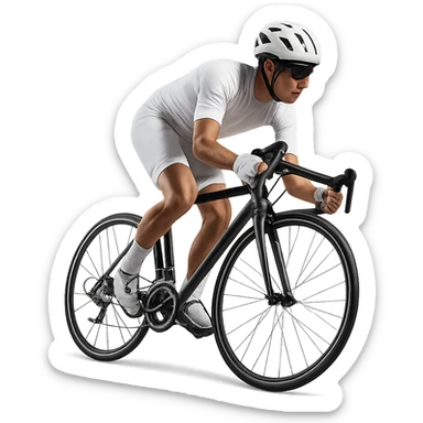 cyclist in white outfit, dynamic pose sticker