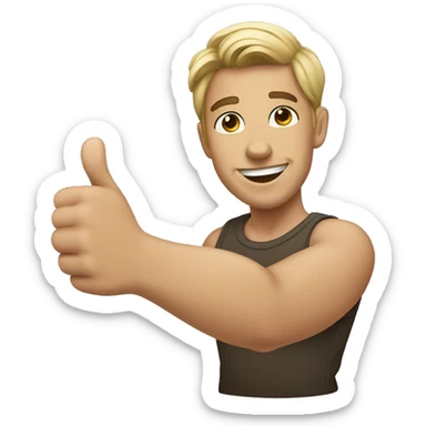 24 year old male showing a thumbs up sticker