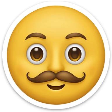 Mustache on a normal  yellow smiley with no dimple and more masculine expression  and regular eyes  sticker