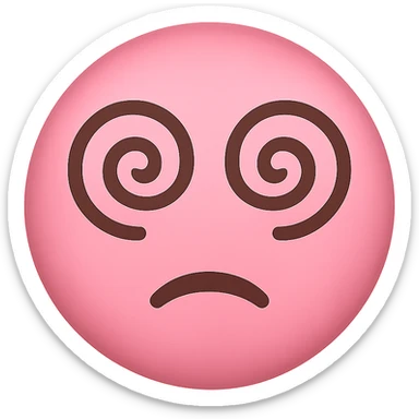 pink face with spiral eyes emoji, digital illustration sticker