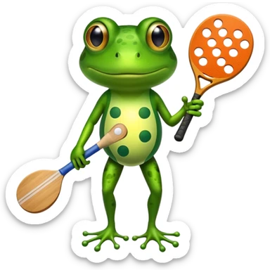 Frog w pickleball paddle sticker