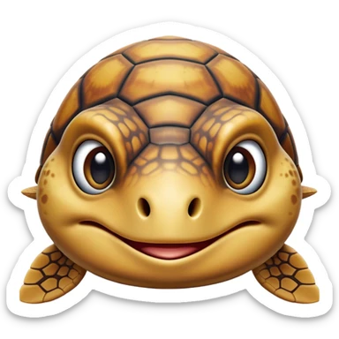 Cinematic Comical Sea Turtle Portrait Emoji, Head tilted dramatically with an exaggeratedly amused expression, featuring a boldly patterned, domed shell and wide, comically expressive eyes full of playful disbelief, Simplified yet hilariously expressive features, highly detailed, glowing with a slightly sassy oceanic glow, high shine, dramatic yet playful, stylized with an air of cheeky marine mischief, soft glowing outline, capturing the essence of a meme-worthy sea turtle that looks ready to glide its way into viral fame! sticker