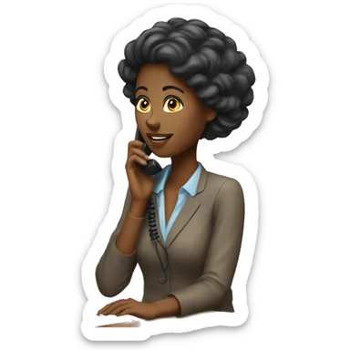 An african american female on the front desk on the phone sticker