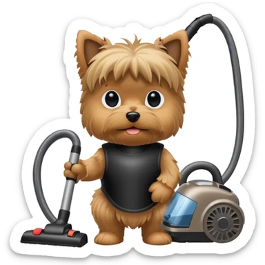 Yorkie dog with a vaccum sticker