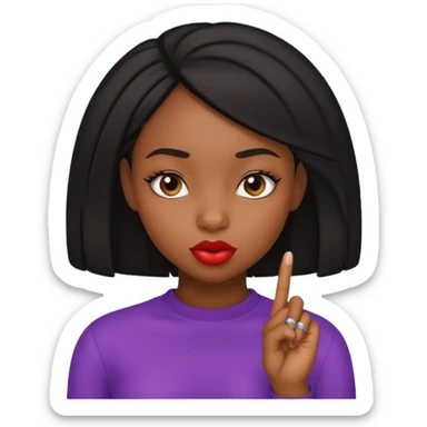 Fille badiss qui a l’index poser sur les lèvres en mode taquinerie/ séduction sticker