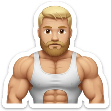 White bodybuilder with beard blonde hair sticker