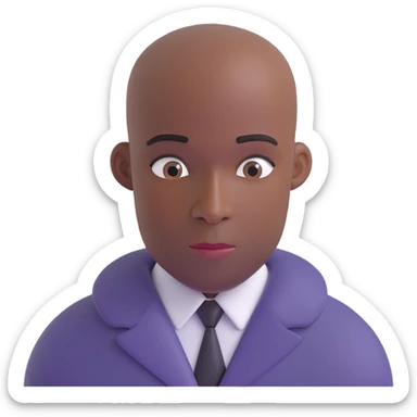 extremely bald Black man with shiny scalp and exaggerated baldness, simple background sticker