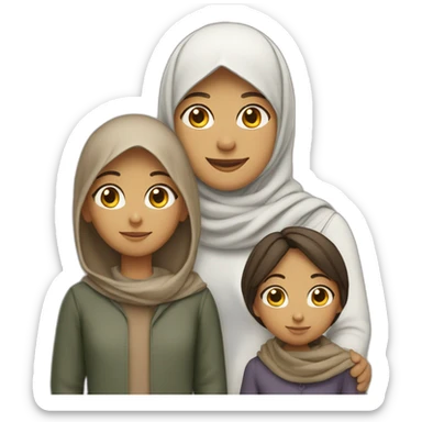 Family of four: a mom who is the only person wearing a hijab, a dad, a young little girl, and a young little boy, light brown skin, everyone has dark hair sticker