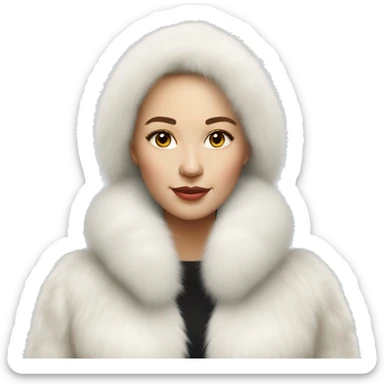 Realistic Russian woman pretty in white fur jacket  sticker