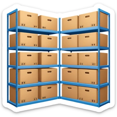 storage with boxes on shelves sticker