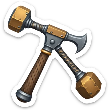 a heavy, ancient hammer weapon, Soulmask fantasy style, for an emoji sticker