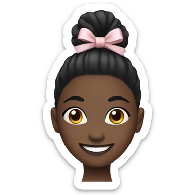 black ballerina with black bun and smile sticker
