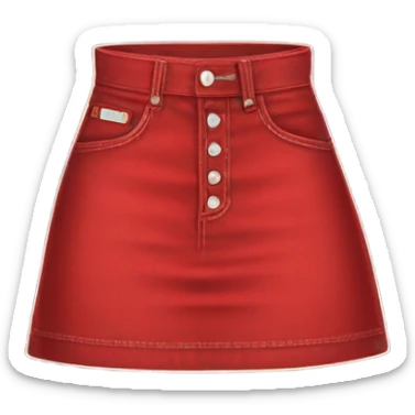 Realistic A-line high waisted red denim mini skirt, isolated sticker