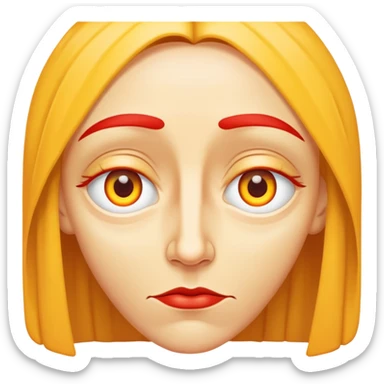 yellow face with droopy eyelids and pronounced red under-eye bags sticker