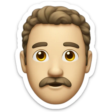 A man with a light mustache with hairs under his mouth sticker