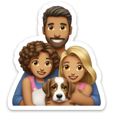 familia, casal e 2 cachorros sticker