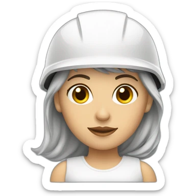 Mujer con casco de seguridad blanco y anteojos sticker