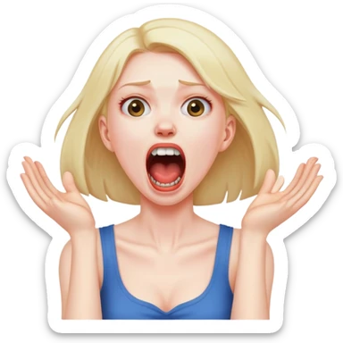 Girl screaming grabbing her neck sticker