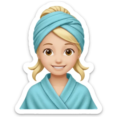 smiling girl with wrap towel on hair sticker