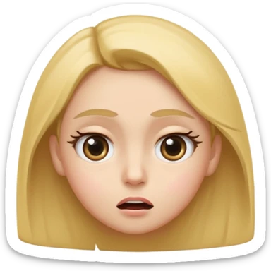 Face looking to the side with wide eyes and low mouth with raised eyebrows (the viral face for this is a bad idea, but we’re totally gonna do it together anyway) make it a girl and make them tilting their head to the side, looking at me with side eyes and mouth closed sticker
