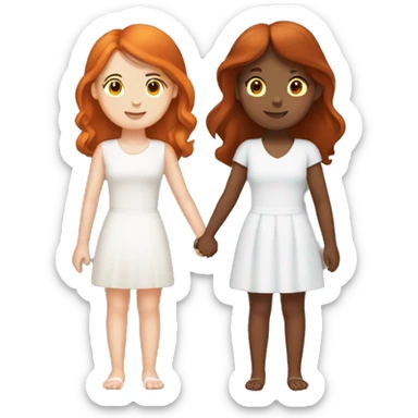 Redhead girl holding hands with brunette girl sticker