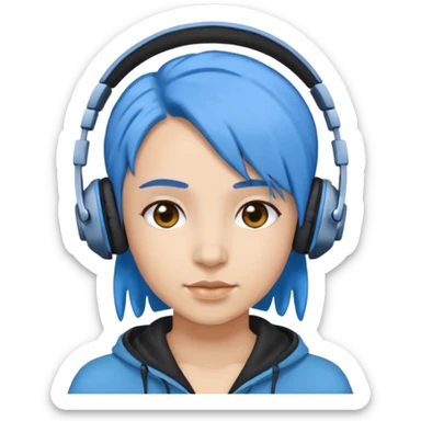 blue haired earringed heaphone wearing sticker