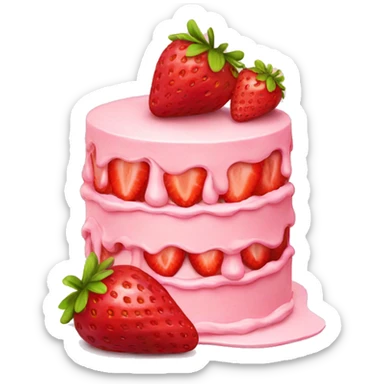 Strawberry cake birthday sticker