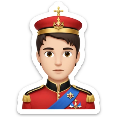 very handsome cool brunette male prince with royal uniform sticker