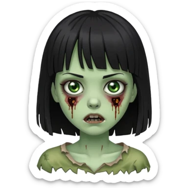 Zombie girl With black hair and bangs sticker