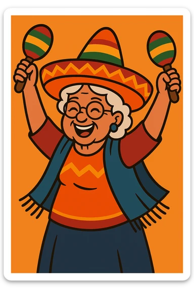 Place maracas in each hand, keep the festive mood and vibrant colors, celebratory and joyful style. sticker