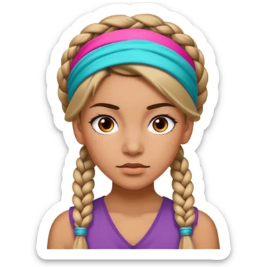 big lose braided woman face wiith big visible braids and headband on head sticker
