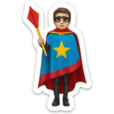 superhero pencil wearing a spain flag as a cape sticker