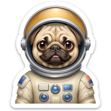 Pug in space suit  sticker