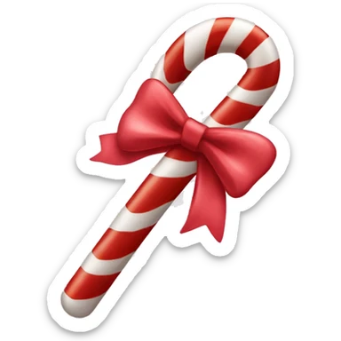 A singular candy cane with a bow on it  sticker