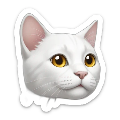 White cat with a grey spot on head sticker