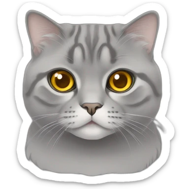 Gray Scottish fold cat with marigold eyes sticker