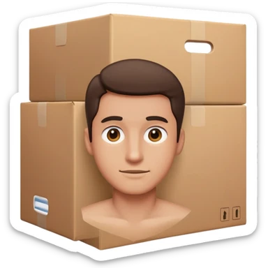 A guy with lot of packing sticker