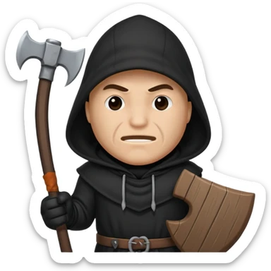 an executioner with a black hood/ sheet on his face so we can't see his face and a big axe in his hand sticker