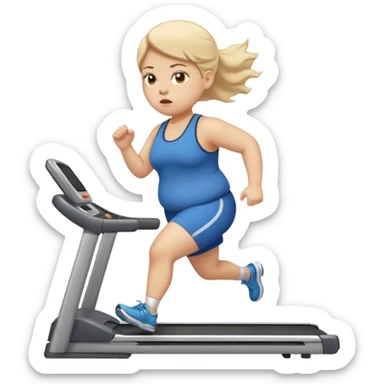 girl running on treadmill fat sticker