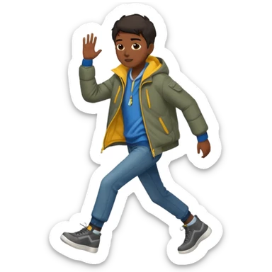 dark-ish skinned teenager with wind circling his feet sticker