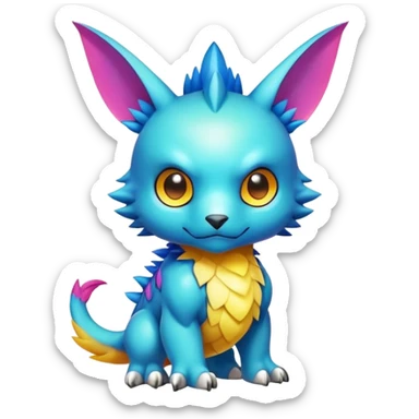 Cute cool colorful fantasy-Digimon-animal-hybrid full body sticker