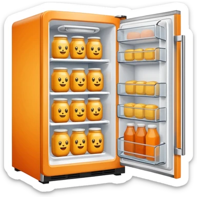 Hi refrigerator ! 
light orange color 
emoji size: 192*192
inside: full of ingridents sticker