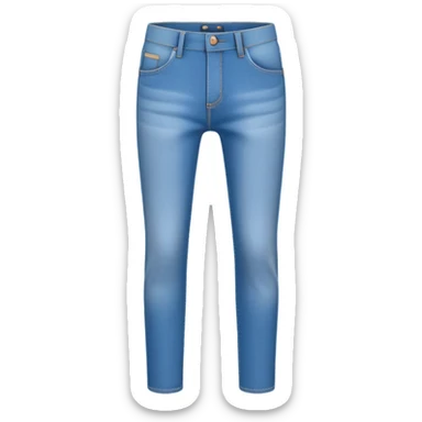 A 3D cartoon sky-blue  jeans with pockets and stitching details, casual slim fit, clean isolated background, Memoji-style. sticker