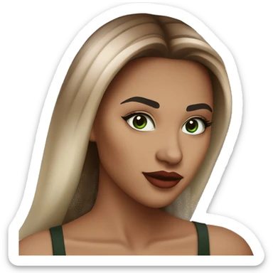 Woman light brown ombre hair Long straight, dezent red light lipstick, lightbrown eyebrows, dark lashes and Green eyes light Skin  sticker