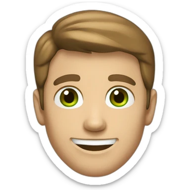 A Caucasian Adult Male, Brown Hair, Green Eyes, Smile, Red Shirt sticker