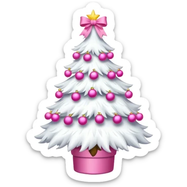 WHITE CHRISTMAS TREE WITH PINK BOWS sticker