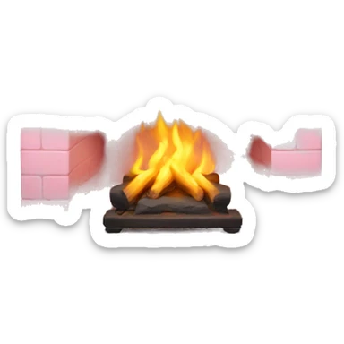 Winter Pink FirePlace, with snow on it sticker